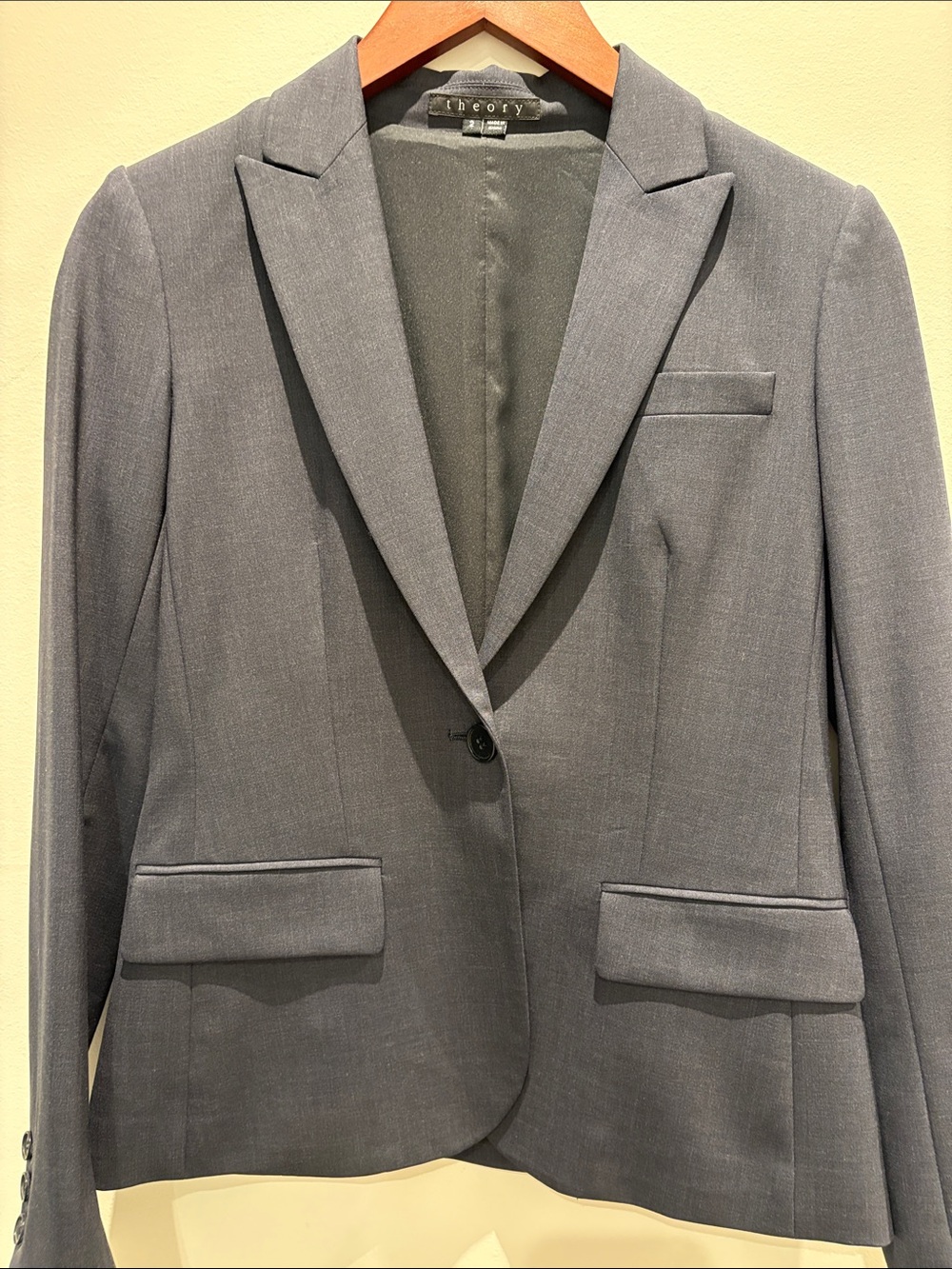 Theory Women's Dark Blue Single-Button Tailored Blazer